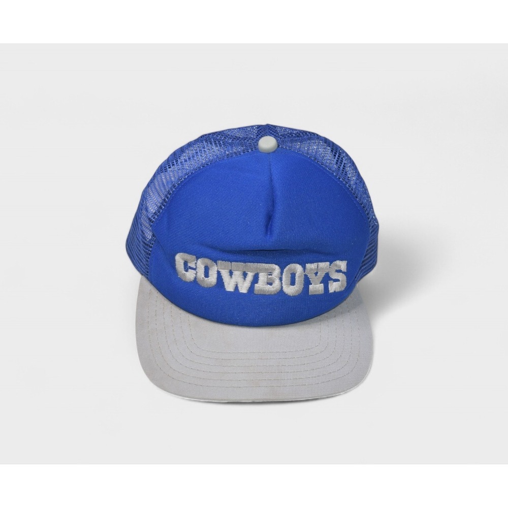Vintage Dallas Cowboys Hat 80s New Era Snapback Trucker Mesh NFL Football Blue